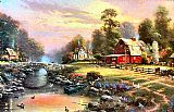 Sunset at Riverbend Farm by Thomas Kinkade